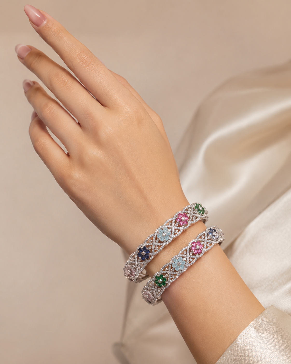 ZEVAR GALLERY Garden of Gems Crystal Bangle Set