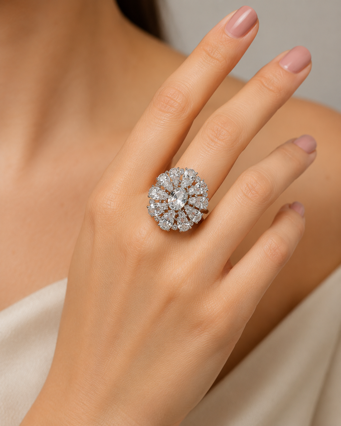 ZEVAR GALLERY Crystal Bloom Statement Ring