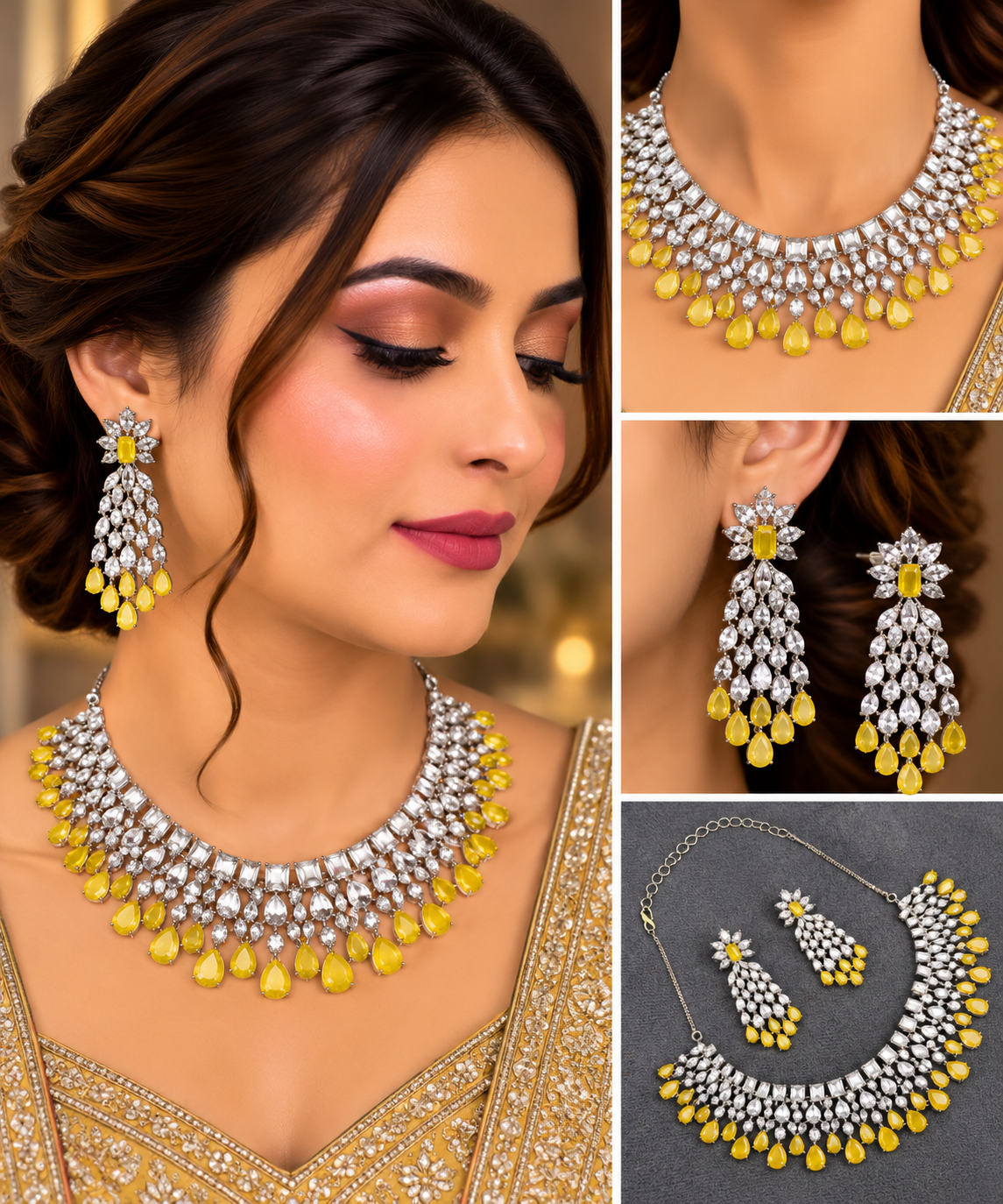 ZEVAR GALLERY Golden Citrine Cascade Necklace Set