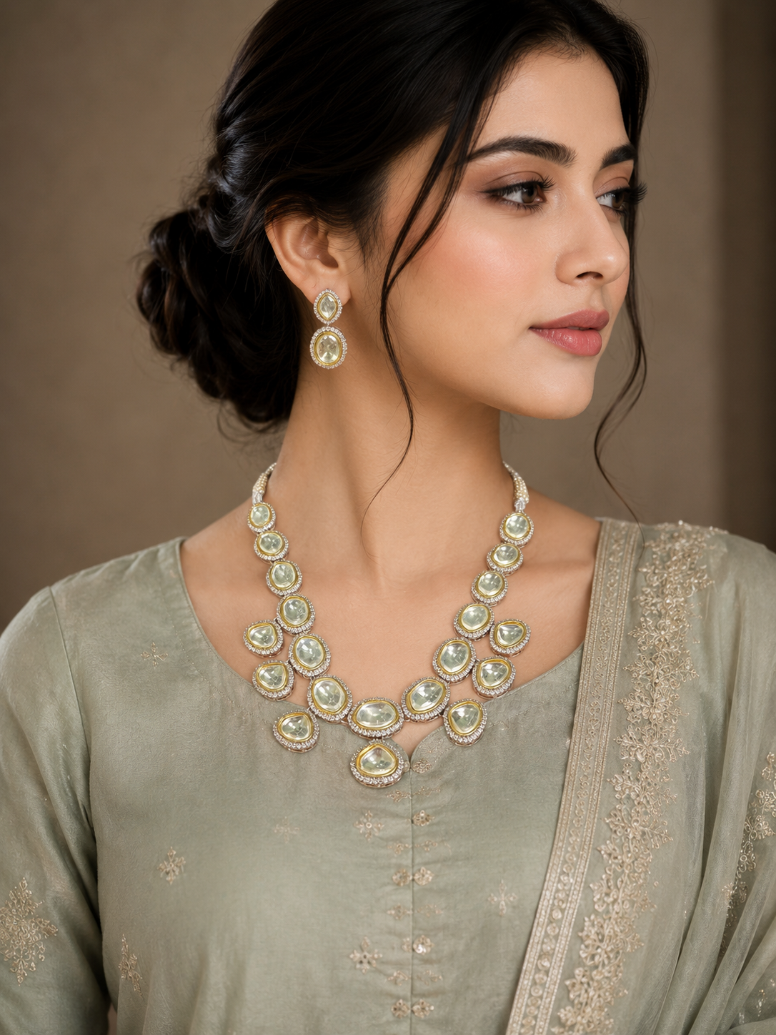 ZEVAR Gallery Crystal Radiance Double-Layer Polki Set