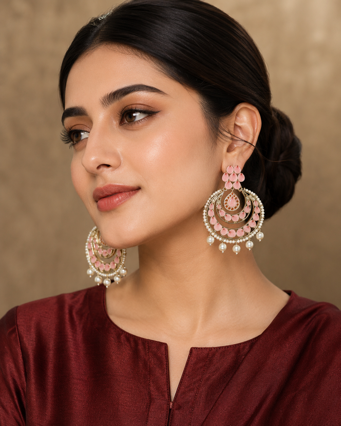 ZEVAR Gallery Oil Paint Chandbali Earrings