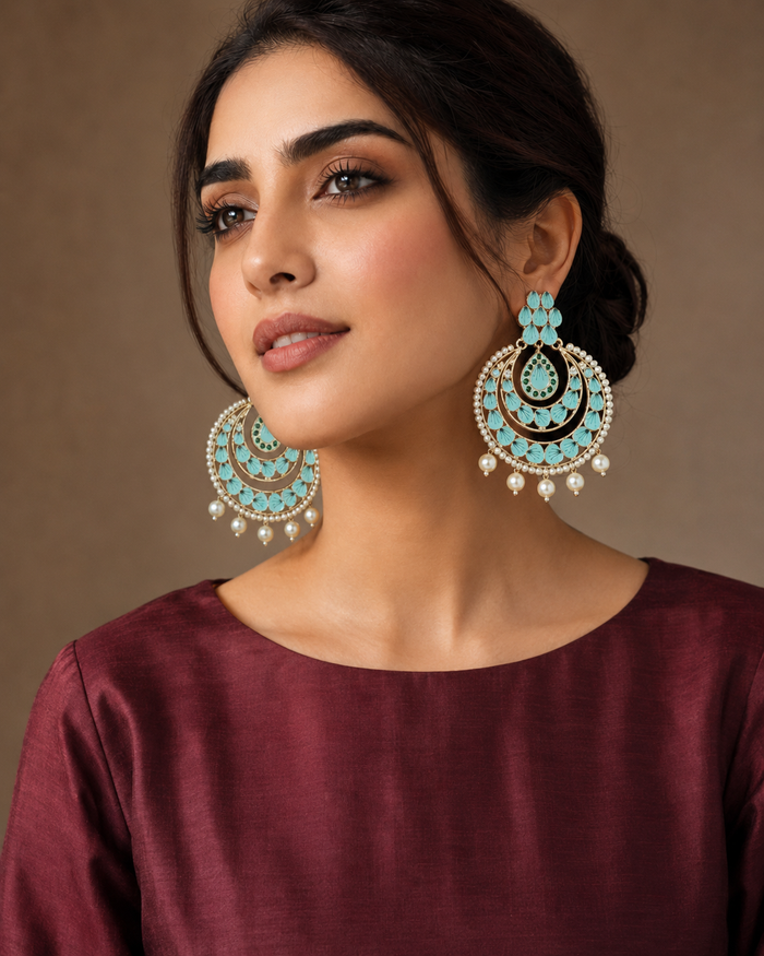 ZEVAR Gallery Oil Paint Chandbali Earrings