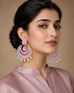 Oil paint chandbali earrings in lilac