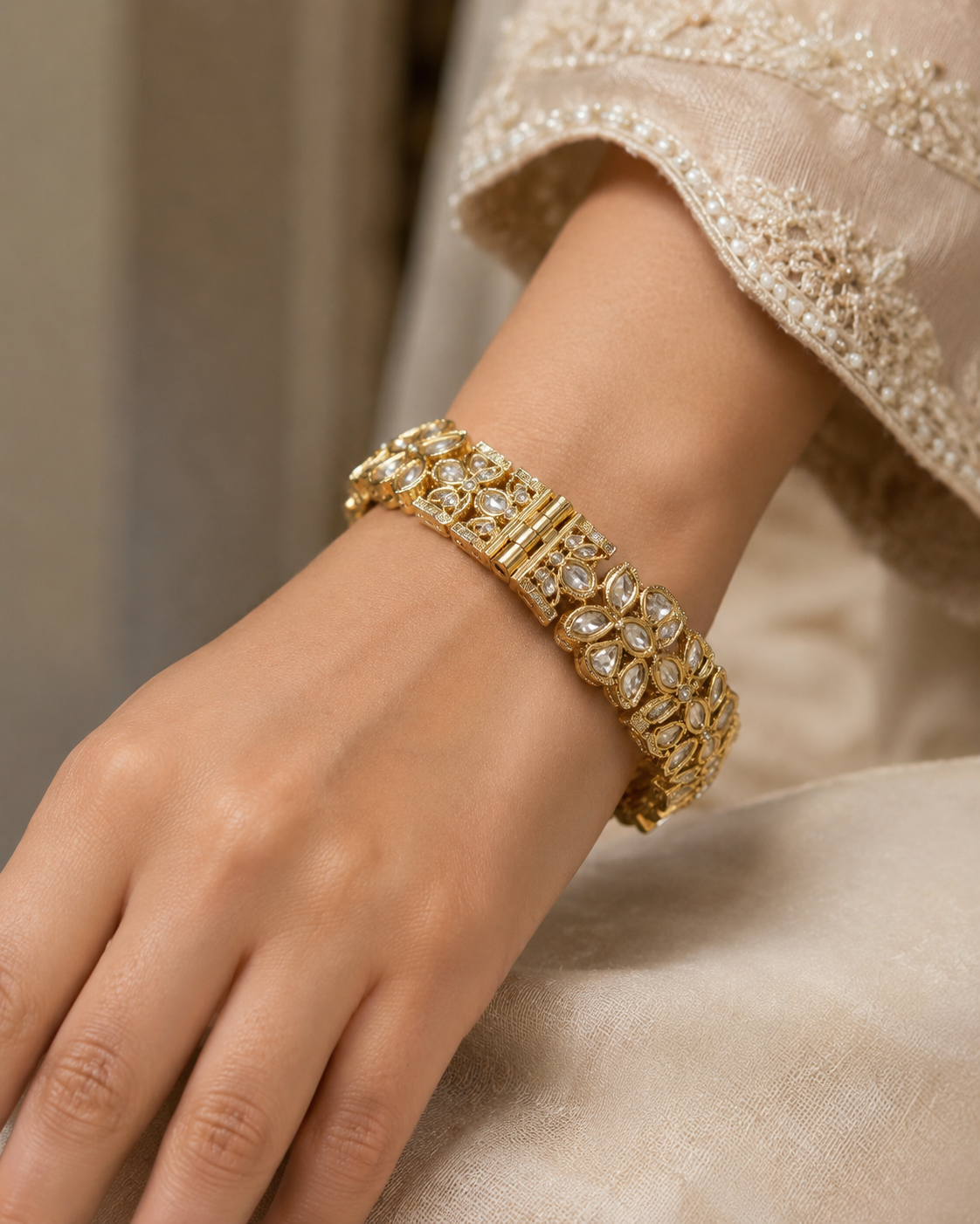 ZEVAR GALLERY Royal Bloom Kundan Bracelet