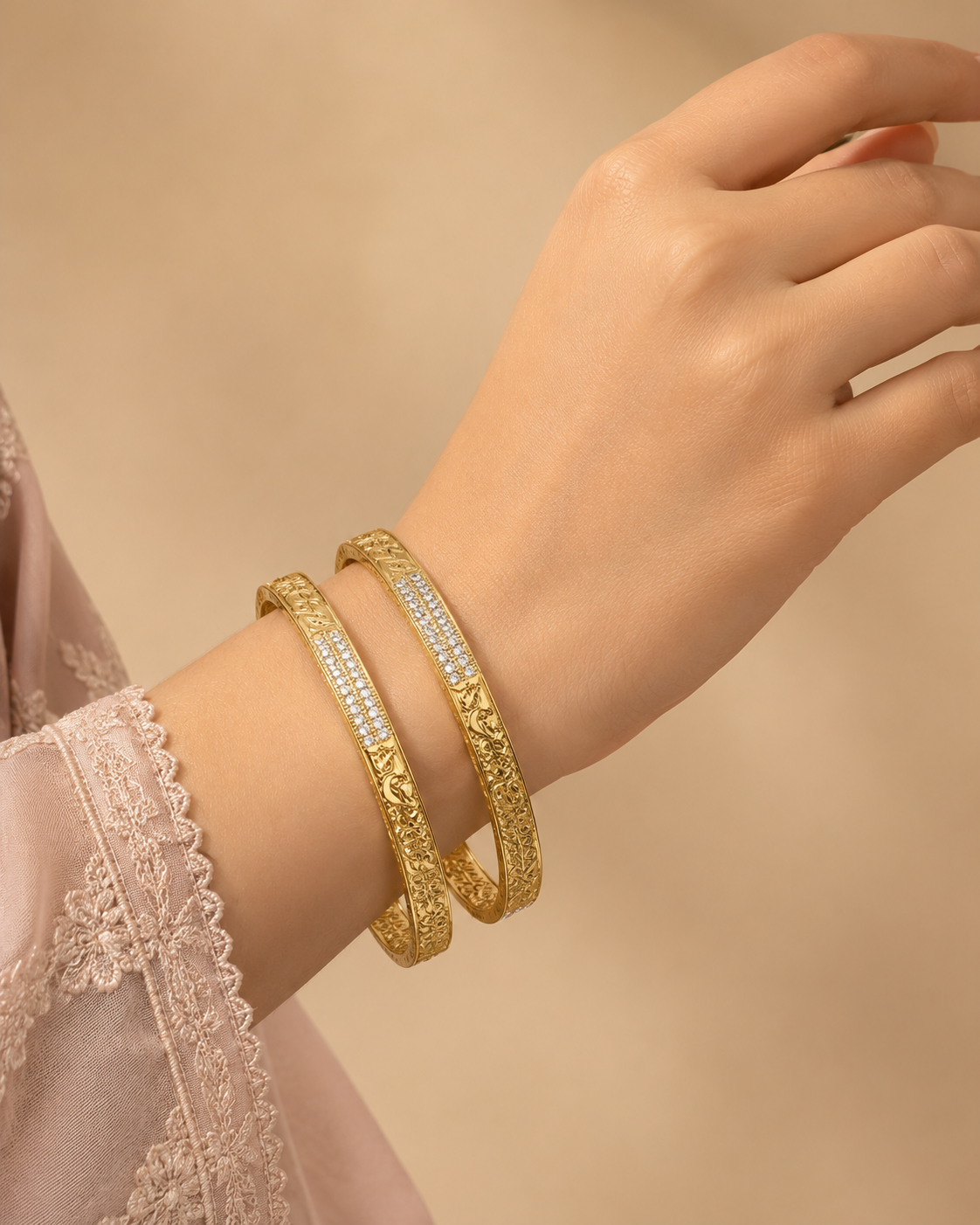 ZEVAR GALLERY Regal Filigree Crystal Bangle Set