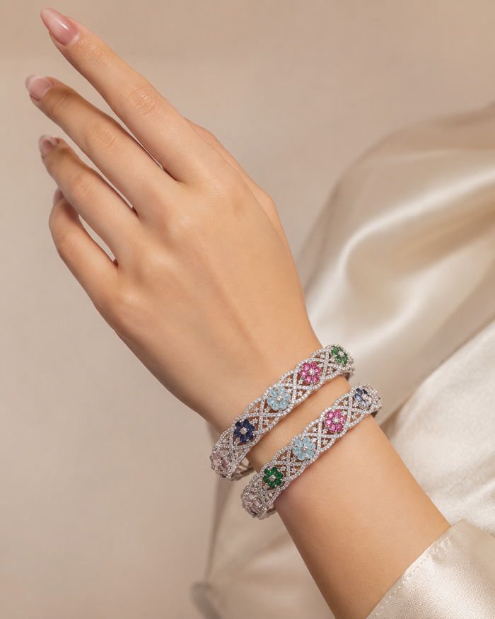 ZEVAR GALLERY Garden of Gems Crystal Bangle Set