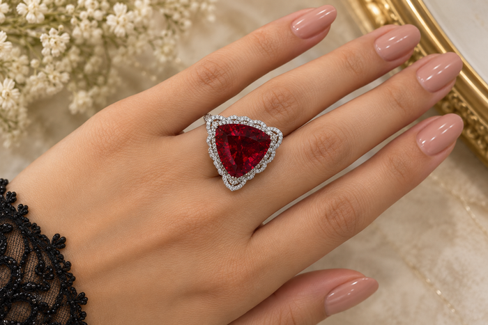 ZEVAR GALLERY Crimson Royale Halo Statement Ring