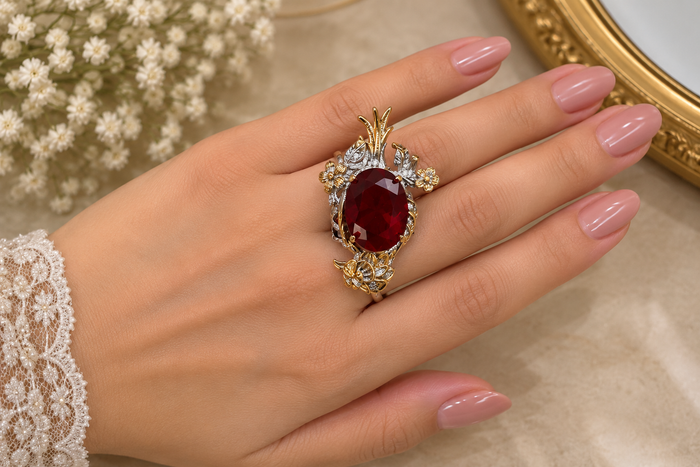 ZEVAR GALLERY Ruby Garden Vintage Statement Ring
