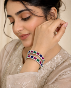 ZEVAR GALLERY Emerald Majesty Crystal Bangle Set