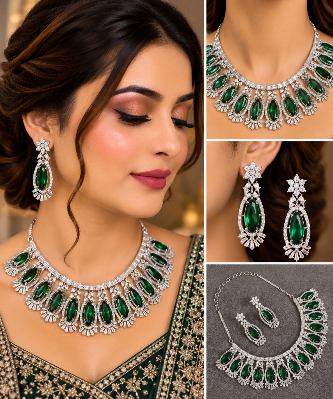 ZEVAR GALLERY Emerald Radiance Crystal Necklace Set