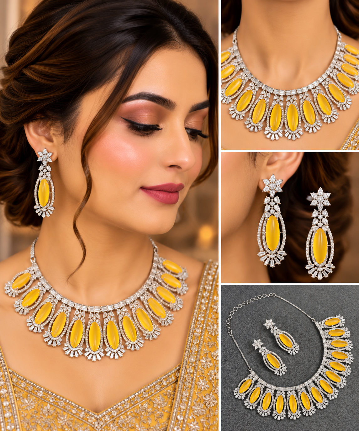 ZEVAR GALLERY Golden Citrine Crystal Necklace Set