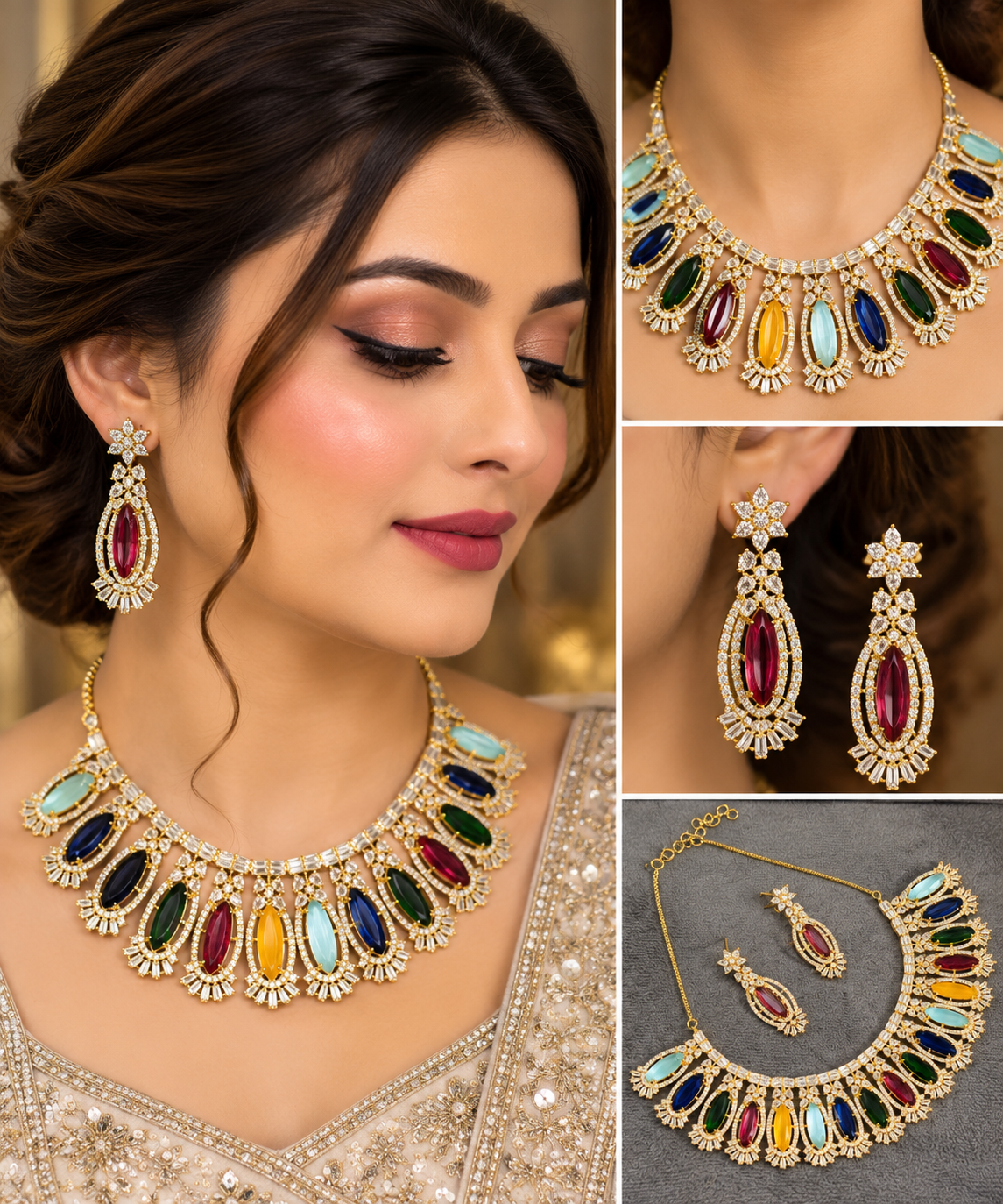 ZEVAR GALLERY Rainbow Royale Crystal Necklace Set