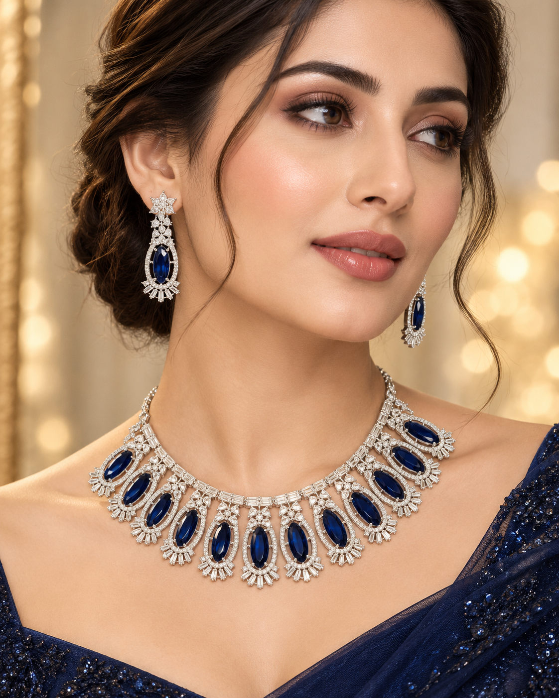 ZEVAR GALLERY Midnight Sapphire Crystal Necklace Set