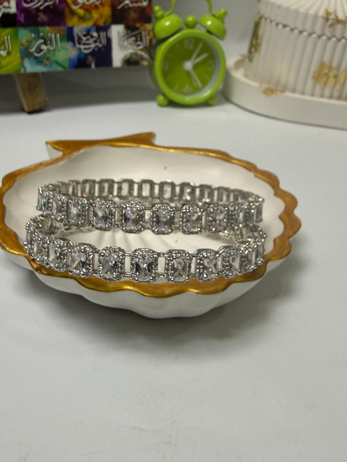Contemporary Silver-Toned Eternity Kada Set by ZEVAR GALLERY