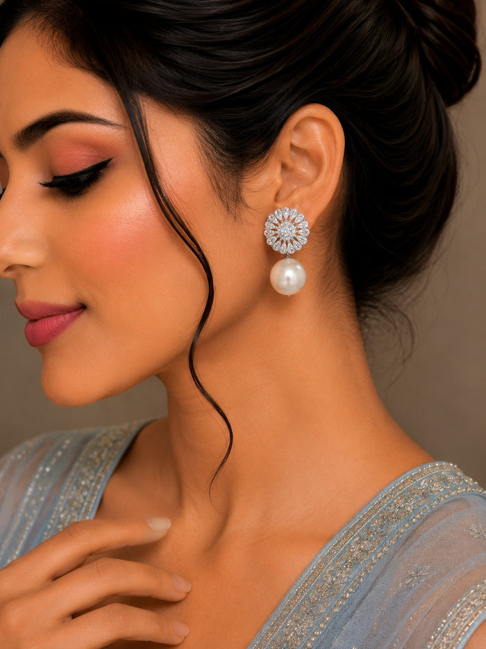 ZEVAR GALLERY Lustre Pearl Halo Earrings