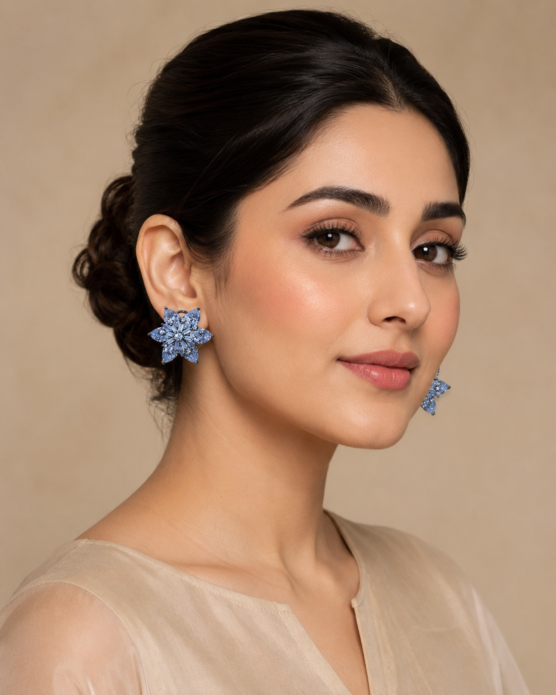 ZEVAR Gallery Crystal Flower Stud Earrings