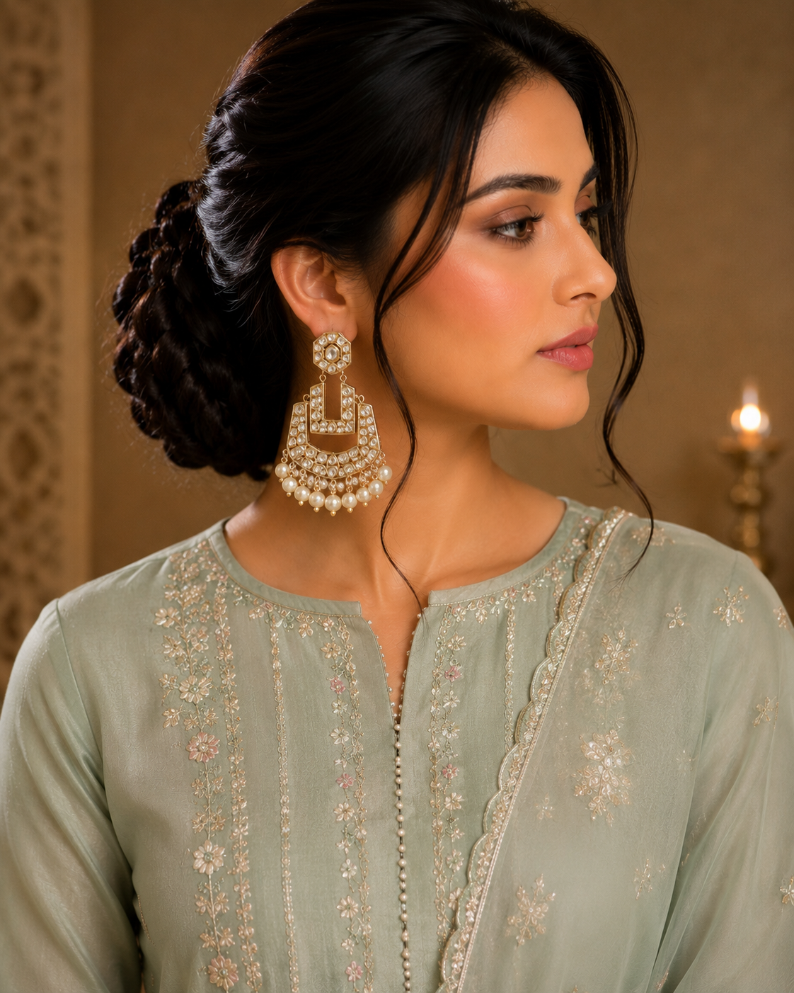 ZEVAR Gallery Grand Pearl Chandbali Earrings