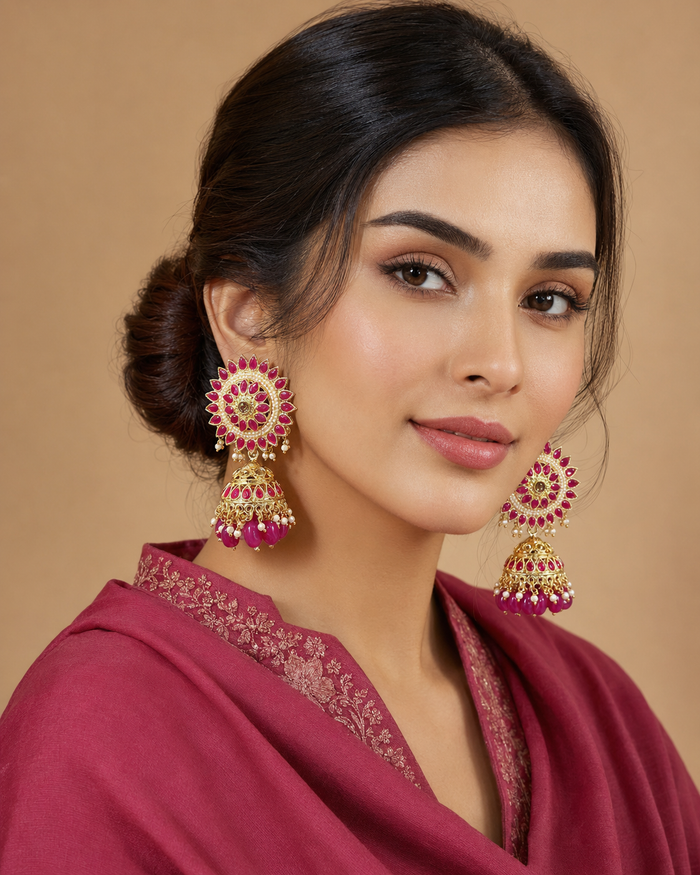ZEVAR Gallery Floral Jhumka Earrings