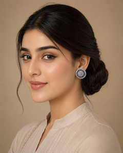 Round cluster stud earrings in navy