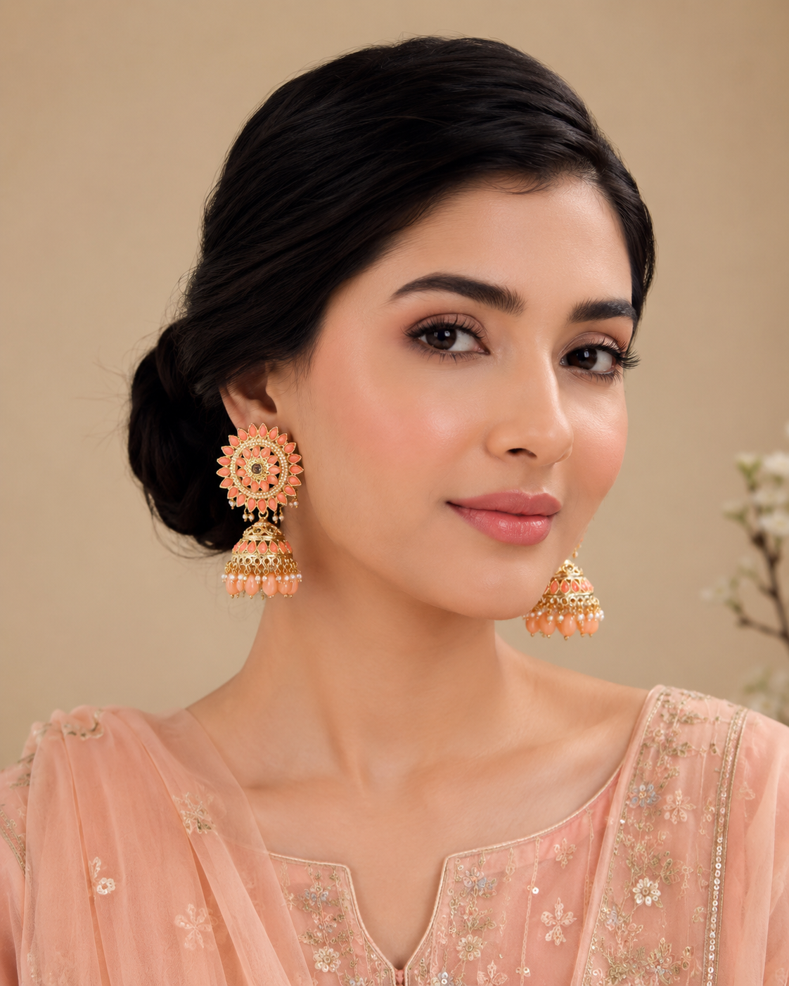 ZEVAR Gallery Floral Jhumka Earrings