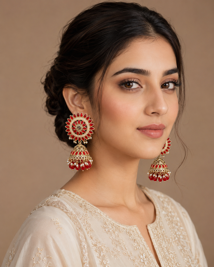 ZEVAR Gallery Floral Jhumka Earrings