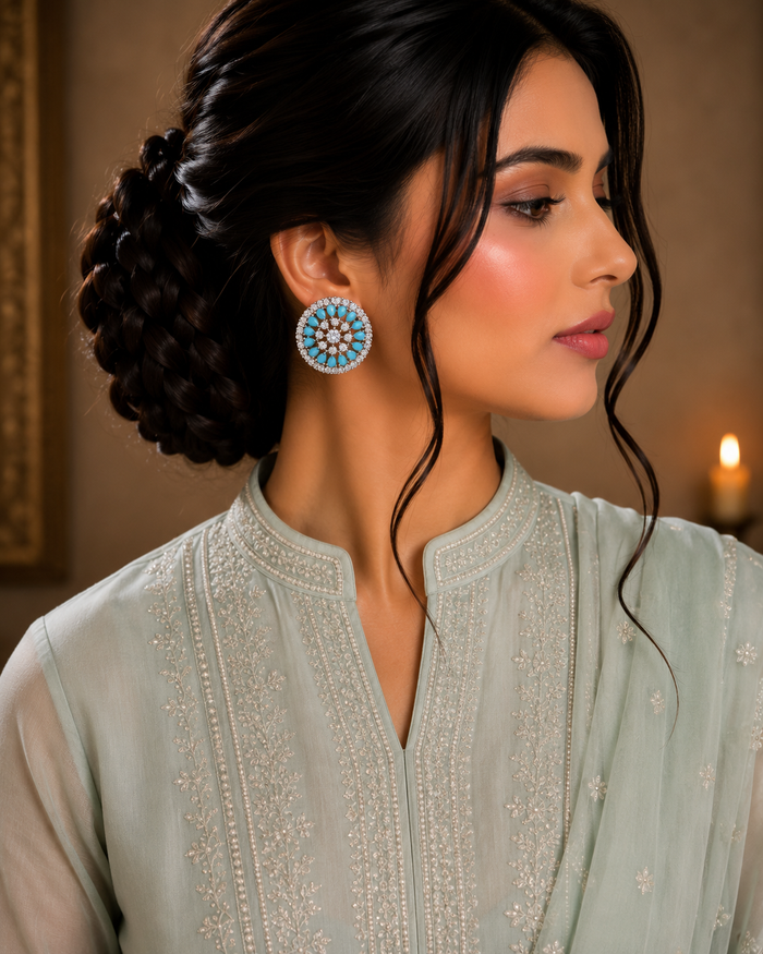 ZEVAR Gallery Round Cluster Stud Earrings